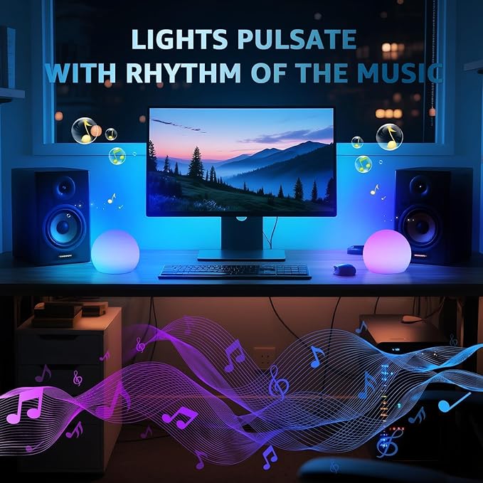 FUYO Floating Pool Lights, IP66 Water-Resistant LED Ball Mood Lamp with APP & Remote, Color-Changing Smart Night Light for Pool, Garden, Patio, Party, Indoor/Outdoor Decor (6-inch)