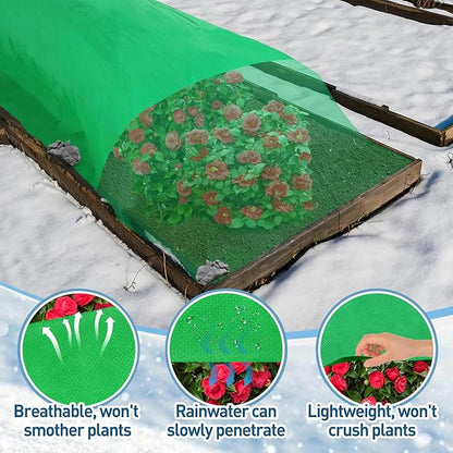 Alphatool 2.0oz/yd² Plant Covers Freeze Protection - 10 x 20 ft Easy of Use Green Winter Plant Frost Blanket Shield for Raised Beds, Reusable Garden Fabric Cloth Floating Row Cover for Outdoor Plants