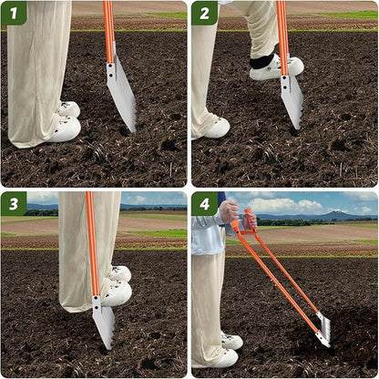 5-Tine Broadfork, 50" Broad Fork Garden Tool Heavy Duty Digging Pitch Fork with H-Shaped Design for Gardening, Farm Cultivating, Loosening Soil