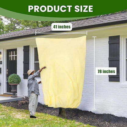 78x41inches Plant Covers Freeze Protection,2 Packs Thickened 2.82oz/yd² Frost Cloth for Outdoor Plants,Winter Tree Covers with Zipper&Drawstring,Plant Blanket for Winter Plant Covers Freeze Protection