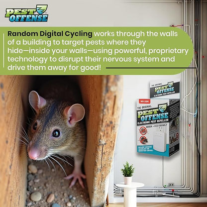 2025 Upgraded PEST OFFENSE New Look Electronic Pest Repeller for Indoor Pest Control of Mice, Rats, Rodents, Roaches for Home, Office, Business, Garage, Warehouse