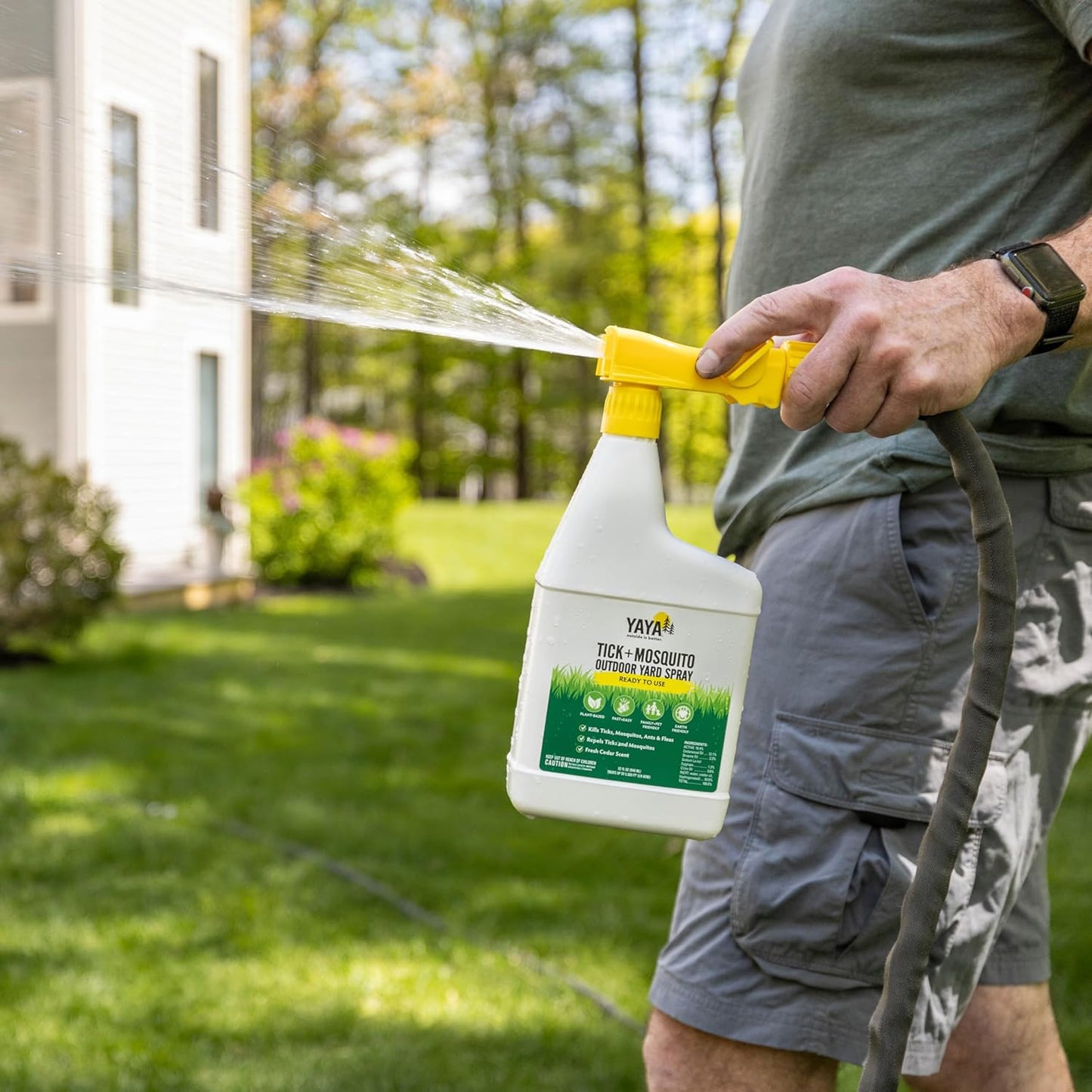 Ready-to-Use Tick + Mosquito Outdoor Yard Spray – Made with Essential Oils, Plant-Derived, Easy Do-It-Yourself Treatment, Safe to Use Around Kids, Pets and Plants – 32 oz