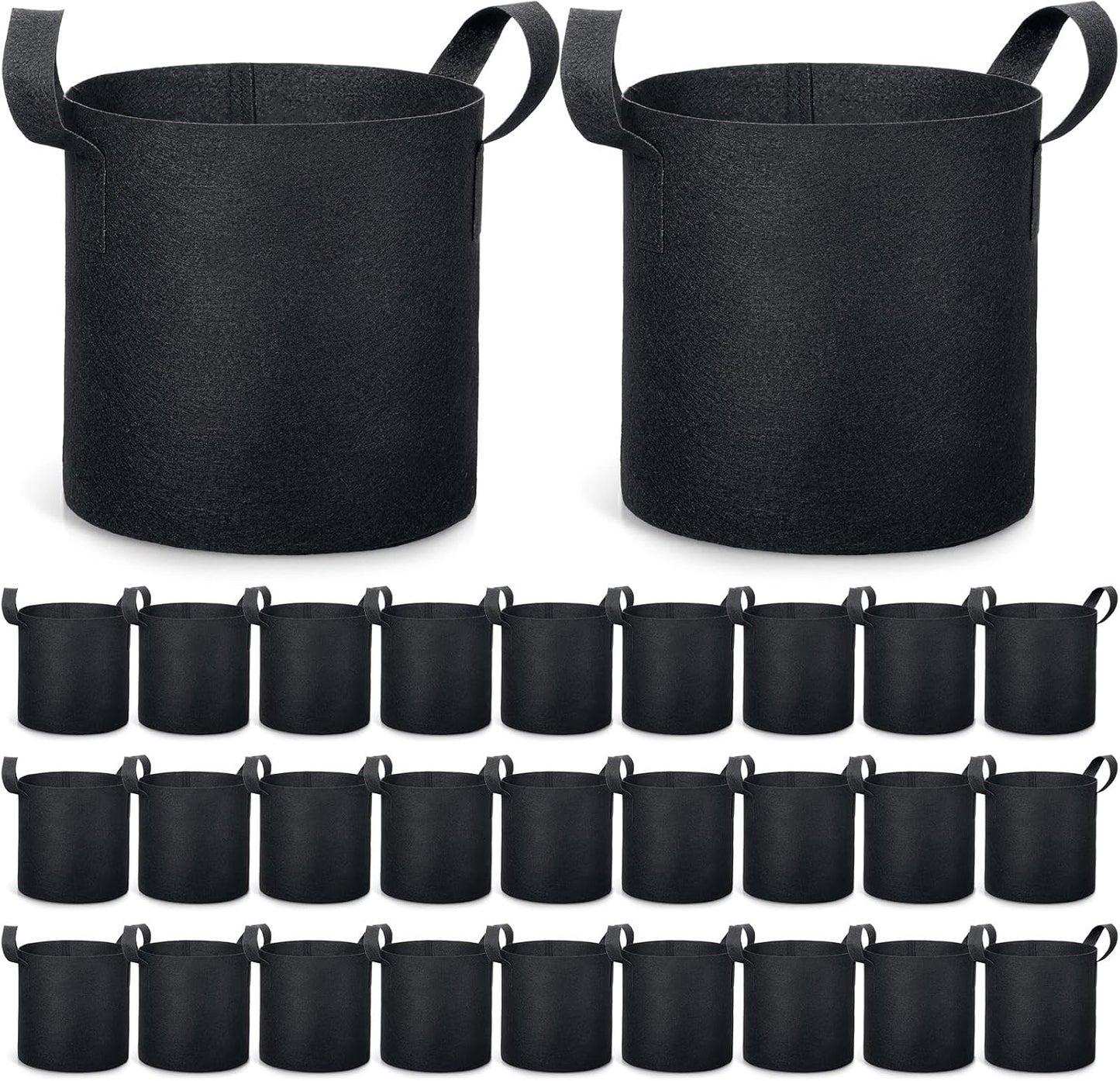 Boao 30 Pack 3 Gallon Grow Bags Aeration Fabric Pots for Plants with Handles Thickened Non Woven Grow Pots Bulk Plant Bags for Garden Vegetable Flower