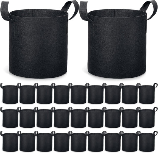 Boao 30 Pack 3 Gallon Grow Bags Aeration Fabric Pots for Plants with Handles Thickened Non Woven Grow Pots Bulk Plant Bags for Garden Vegetable Flower
