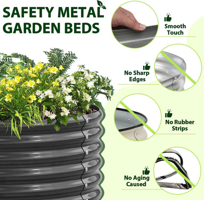 A ANLEOLIFE 6-Pack 4X4X1.5ft & 6X2X1.5ft Deep Root Galvanized Raised Garden Beds Outdoor for Planting Vegetables Flowers Herb, Quartz Grey