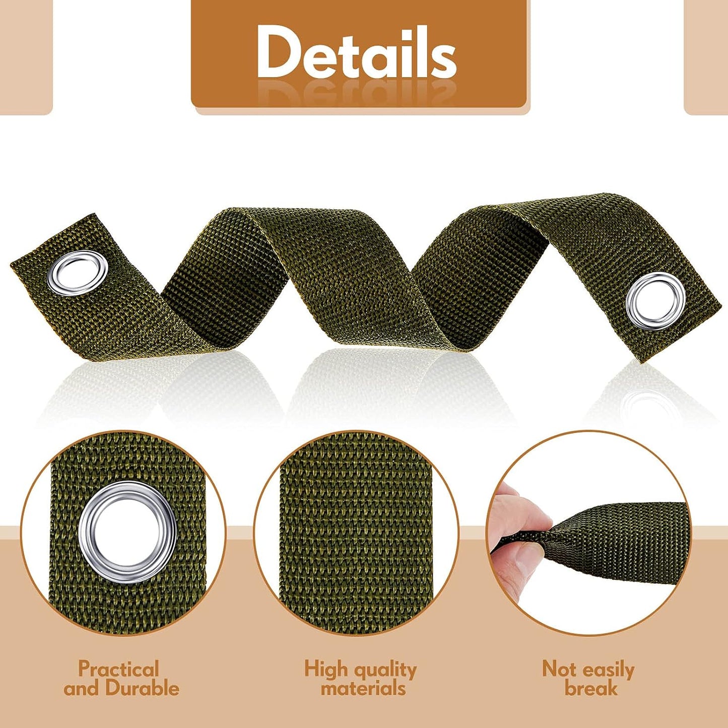 48 Pcs 15.74 Inches Tree Straps for Staking with Grommet Heavy Duty Young Tree and Plant Supports Stakes for Guying Staking Newly Planted Sapling Straight and Hurricane Protection(Army Green)