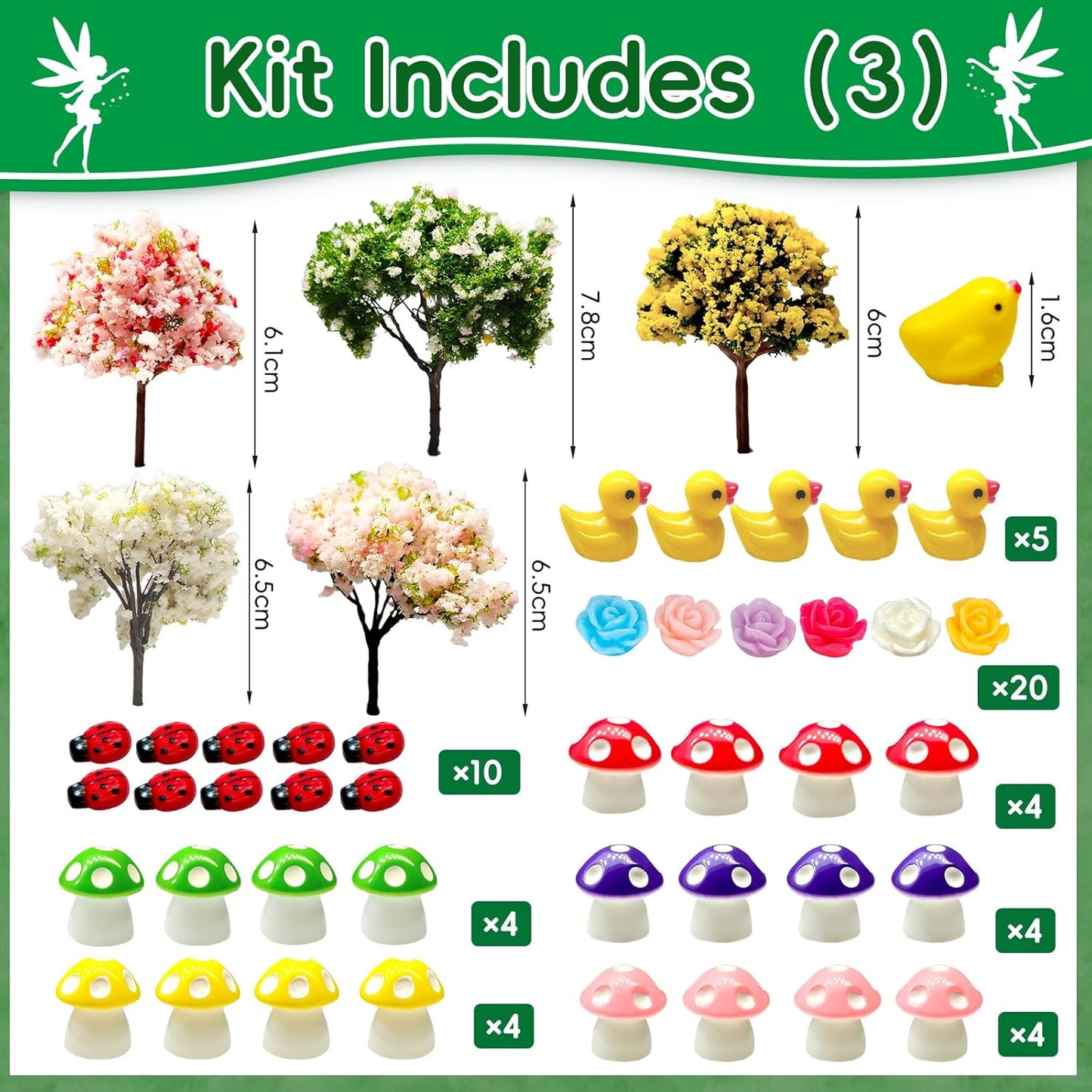 114 Pcs Miniature Fairy Garden Accessories Kit Resin Elves Animal Figurines Decor Micro Landscape Ornaments for DIY Micro Dollhouse