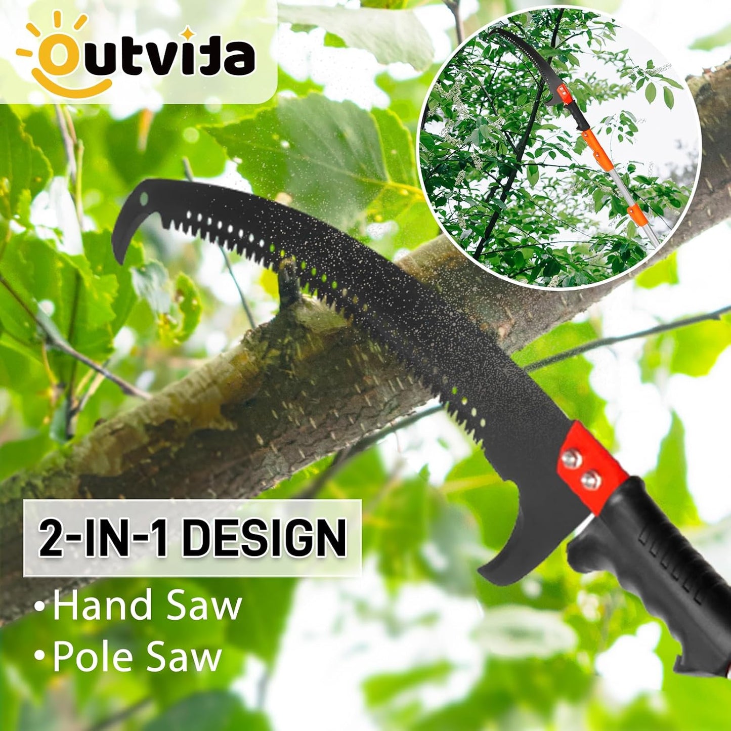 Outvita 7-24FT Telescoping Pruning Pole for Tree Trimming, Manual Pole Saws for Tree Trimmer with Telescopic Extension Pole
