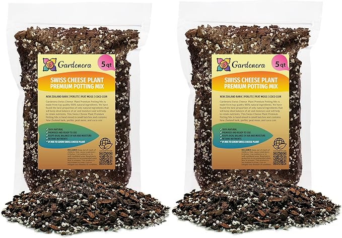 Monstera Swiss Cheese Plant Potting Mix - Monstera Deliciosa Blend for Optimal Nutrients, Aeration, and Drainage - 10 Quart