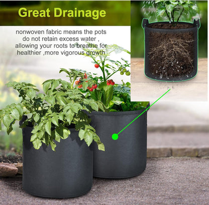 6-Pack 12 Gallon Grow Bags, 300G Thickened Nonwoven Plant Fabric Pots with Reinforced Handles for Garden Indoor Outdoor