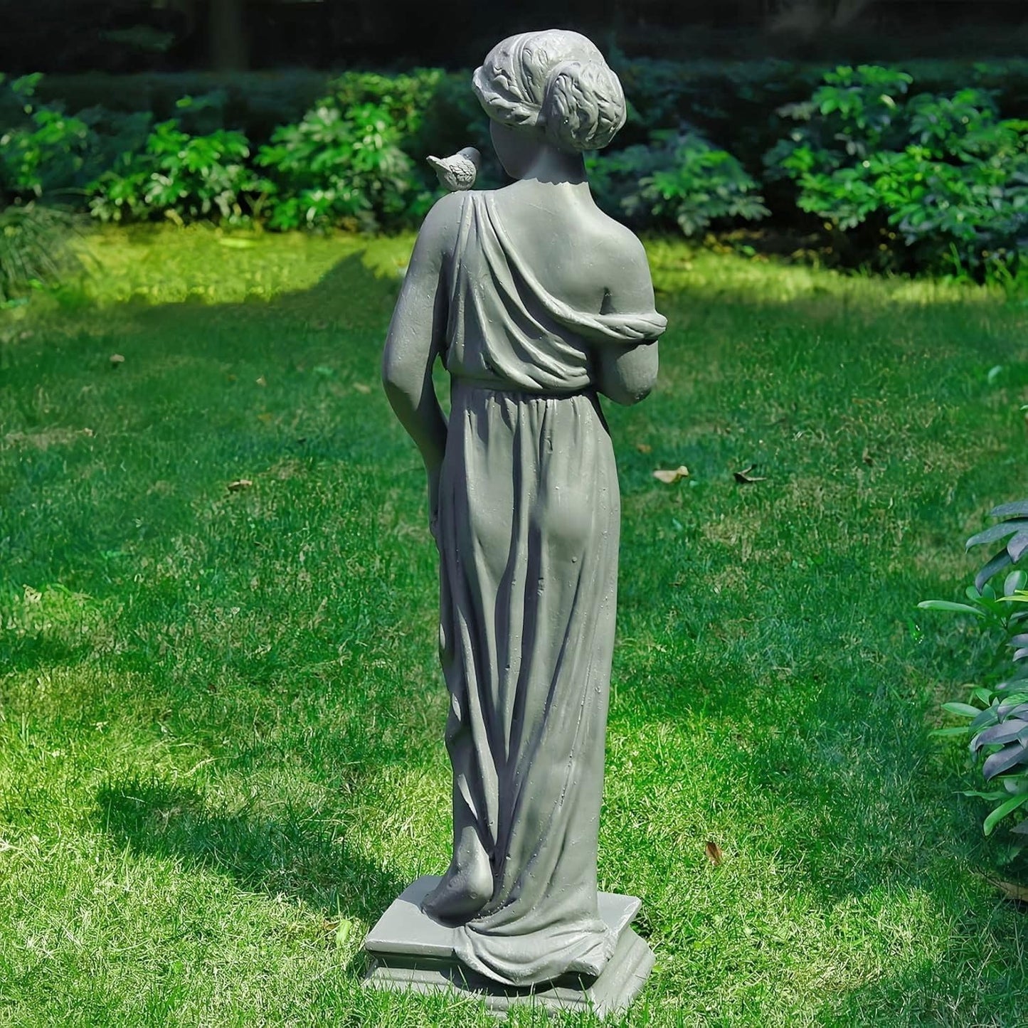 Outdoor Garden 32‘’ High Statue Nymph Sculpture Goddess of Greek Mythology Roman Style Patio Lawn Porch Decor Gray