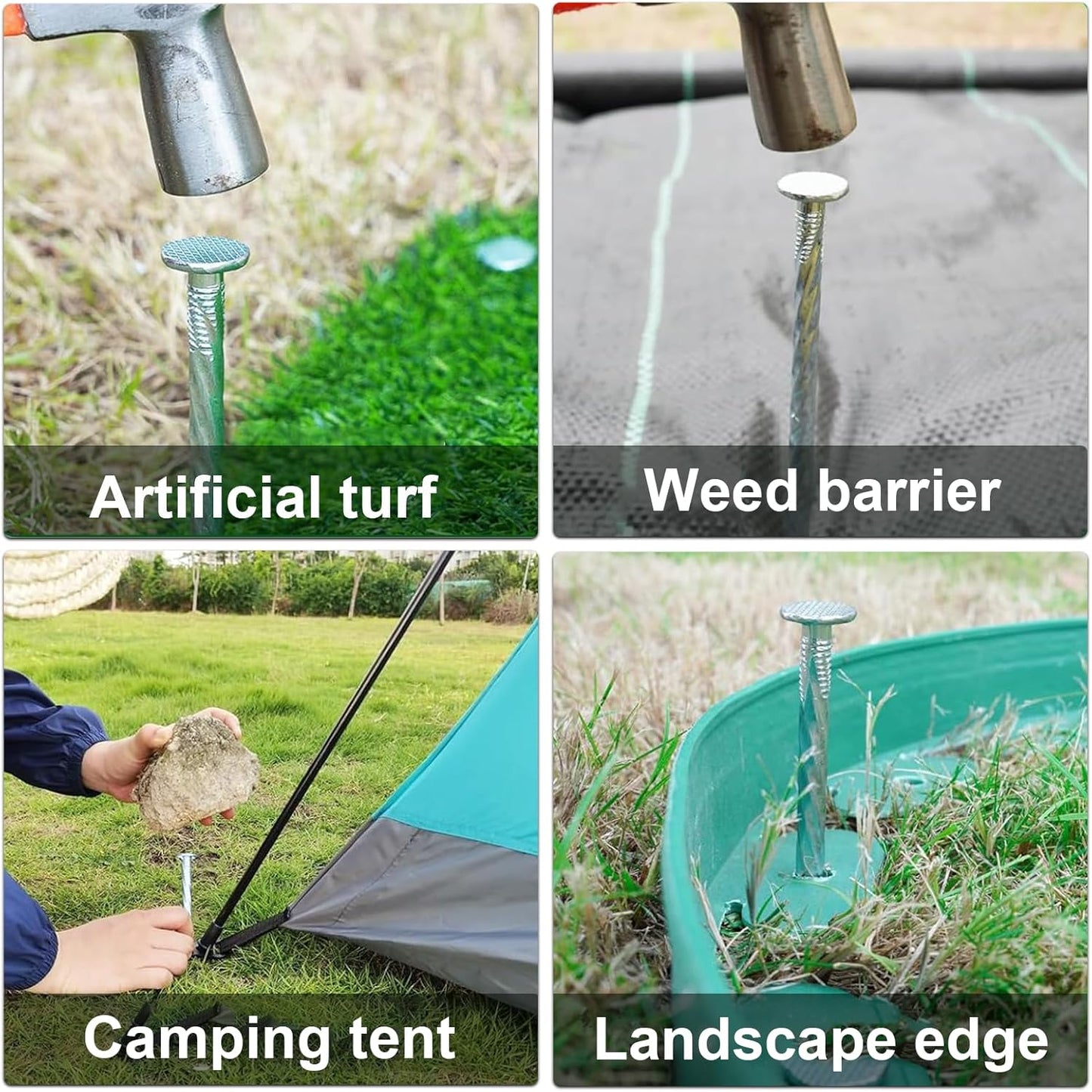 Artificial Turf Stakes Galvanized Spiral Landscape Spikes 12IN Weed Barrier Fabric Stakes for Paver Edging, Gardening Lawn Edging, Carpentry and More (10 PC)