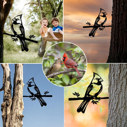 3pcs Black Metal Art Bird Ornaments for PatioTree, Country Farmhouse Style Outdoor Art, Metal Yard Art Outdoor and Garden Decorations,(Includes Cardinal & Raven & Hawk)