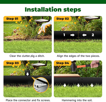 Steel Garden Edging with Top Bending Protection Metal Lanscape Edging Steel Lawn Edging 40 inch Strips, 6 inch Depth 90 Degree Bend for Garden,Lawn,Backyard, 6 Pack (6 inch-90 Degree Bend, Black)