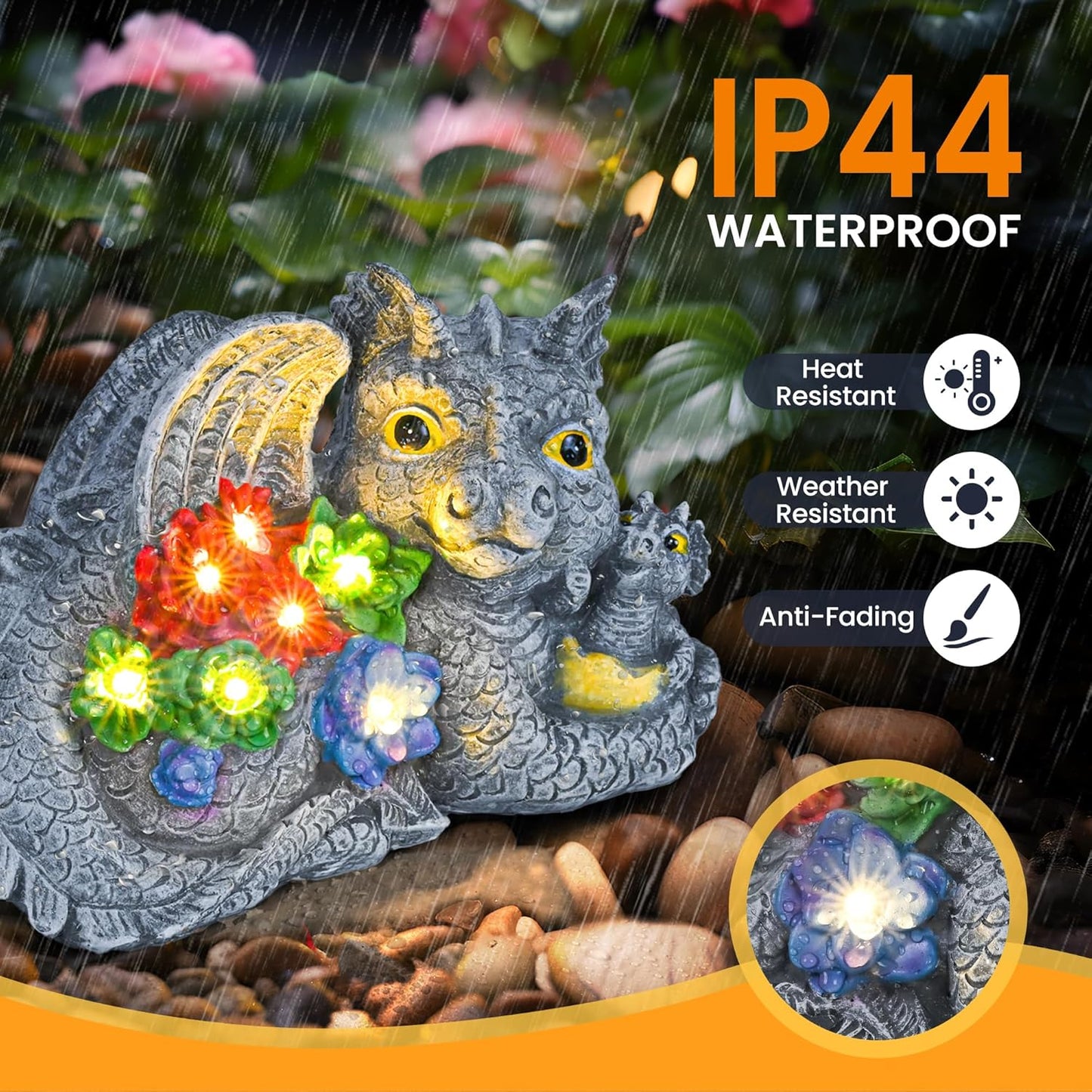 GIGALUMI Solar Garden Statues Dragon Statue Figurine Lights for Outside, Garden Decor Yard Decorations Outdoor for Mom, Women Housewarming Birthday Gifts