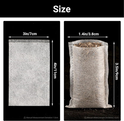 Seed Starter Bags Small, 200PCS 3x4 inch Non-Woven Nursery Plant Grow Bags, Fabric Seedling Bags Pots Pouch for Plants Seeding Clones Home Garden Supply