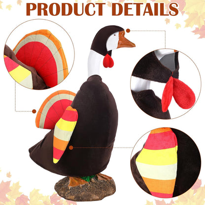 Thanksgiving Turkey Goose Outfit Porch Goose Outfits Yard Clothes Silly Lawn Shirt for 23'' Cement Plastic Duck Decorations