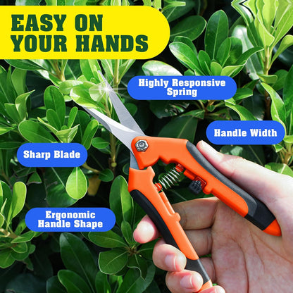 4 Pack Garden Pruning Shears, Stainless Steel Garden Shears, Gardening Shears, Garden Scissors, Clippers, Pruning Snips, Pruning Shears for Gardening Tools (Orange)