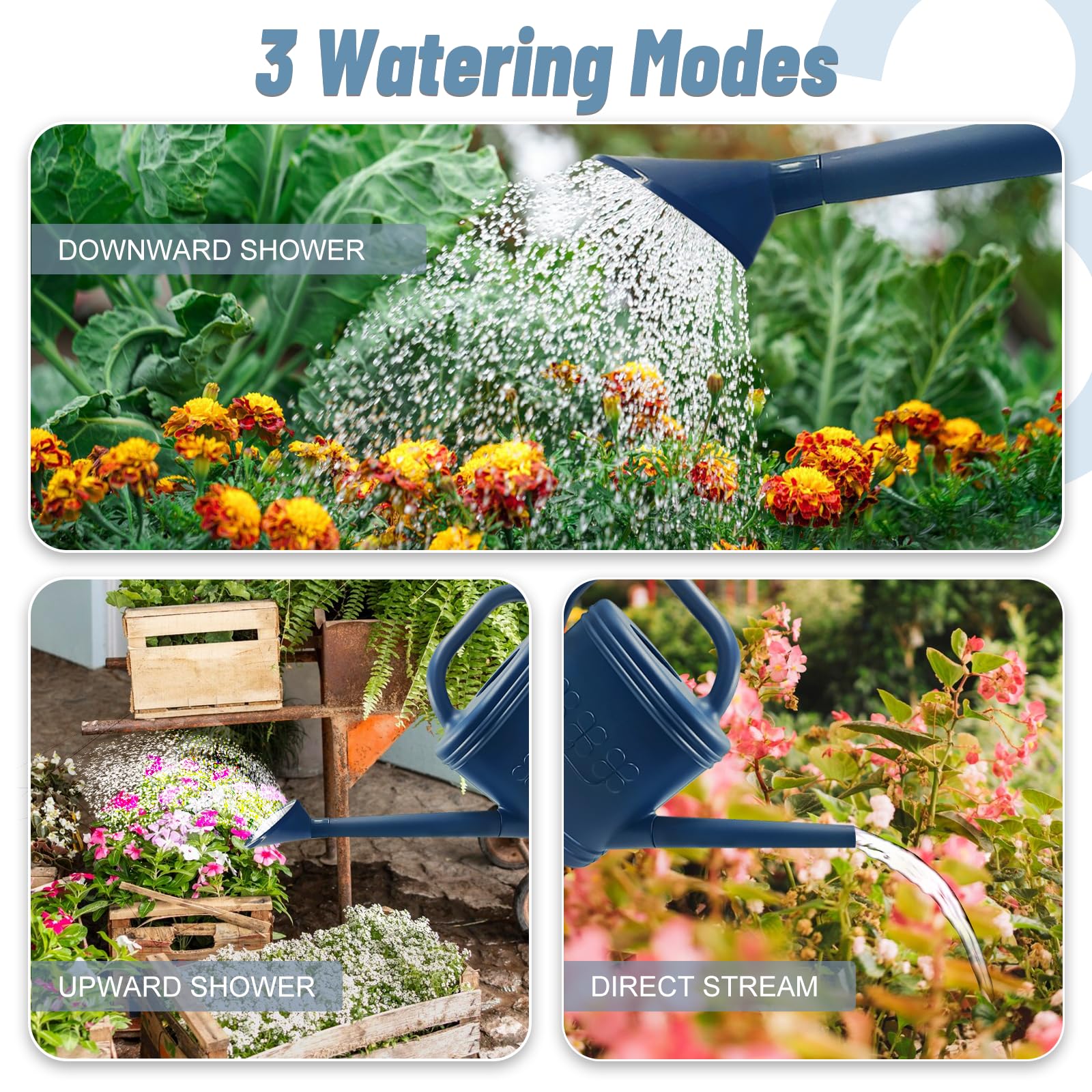 2 Gallon Garden Watering Can, Plastic Outdoor Watering Can for Plants