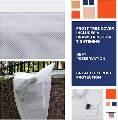 EZGOODZ White Winter Plant Covers Freeze Protection, 31.6 x 47 Inch. Pack of 2 Plant Winter Cover Protection with Drawstring. Tree Plant Protectors for Winter. Lightweight Anti Frost Plant Cover