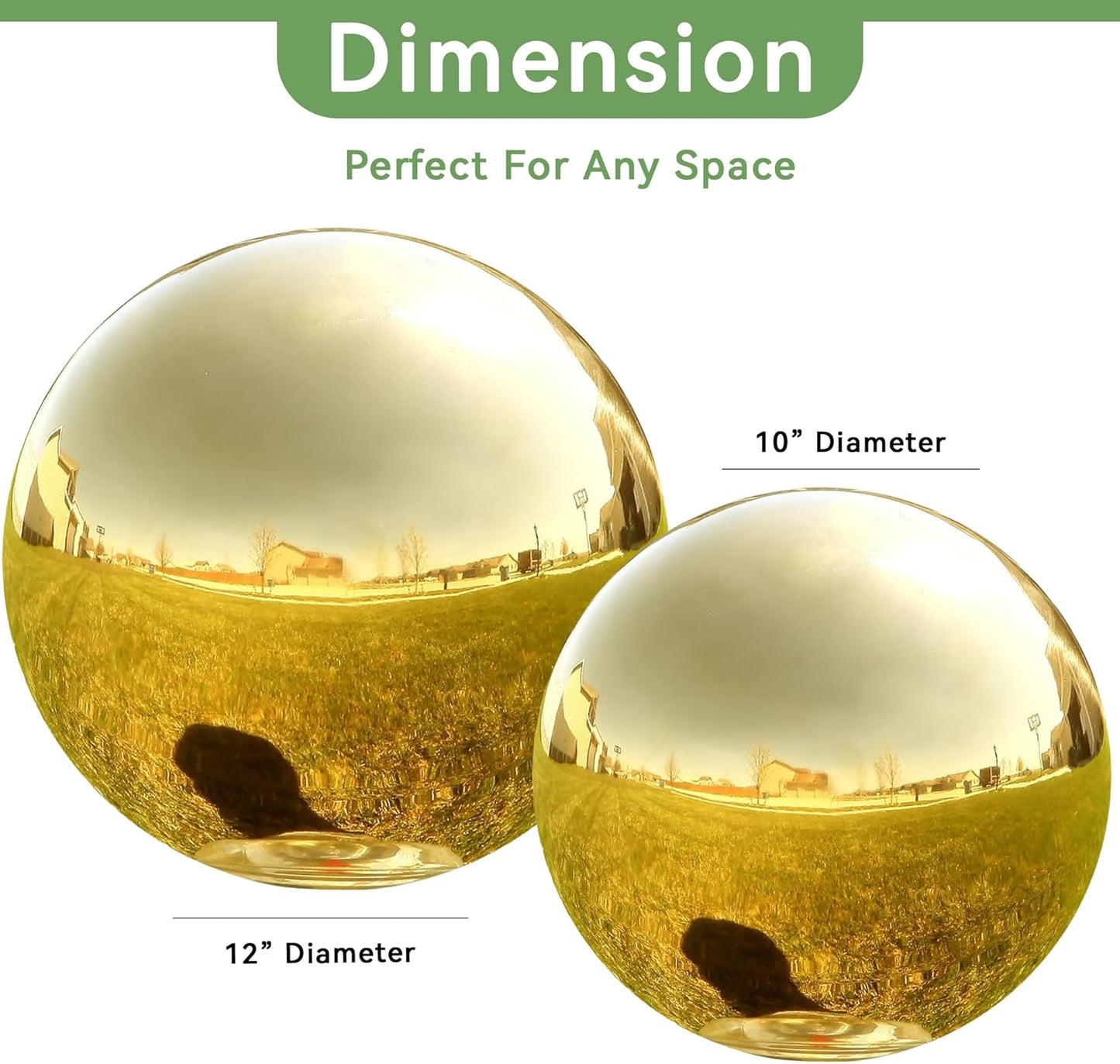 Lily's Home Stainless Steel Gazing Globe Mirror Ball, Colorful and Shiny Addition to Any Garden or Home. Shiny Gold.