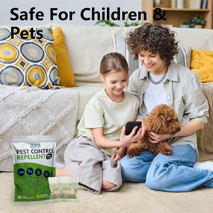 Pest Control Pouches, Rodent Repellent, Mouse Repellent, Peppermint Oil to Repel Ants, Spiders, Roaches, Moths & Other Pests, Mice Repellent Indoor All Natural Safe for Kids & Pets-10 Pouches