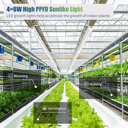 T5 Grow Light for Indoor Plants, 5000K Full Spectrum, 1FT LED Grow Lamp, Grow Lights Strip with Side Switch, Suitable for Greenhouse Seedlings and Vegetable Planting, Plug and Play, 4 Pack