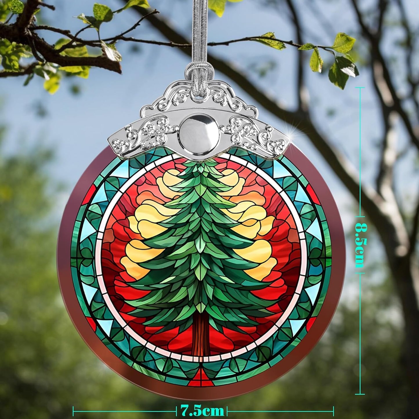 Stained Glass Christmas Ornaments, Jocidea Ornaments for Christmas Tree, Christmas Tree Decor, Holiday Decor and Xmas Gifts Ideas