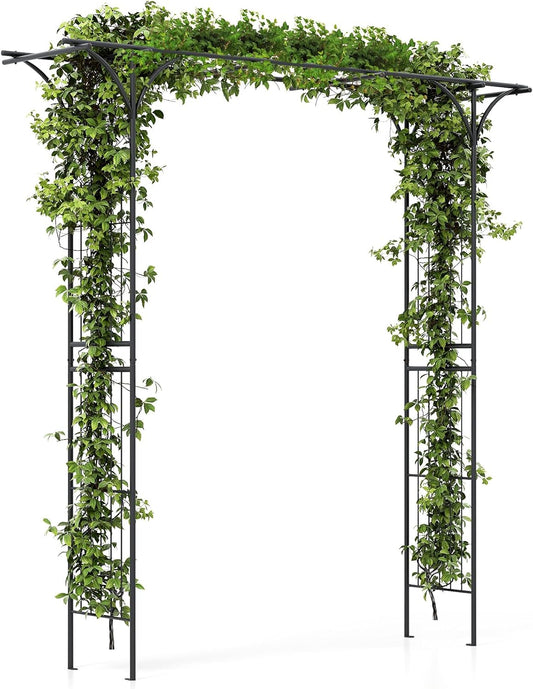 SAFSTAR 81-Inch Garden Arch, Metal Arbor Archway for Climbing Plants, Decorative Lawn Arbor, Heavy-Duty Arch Trellis for Climbing Plants Outdoor Wedding Ceremony Party Backyard