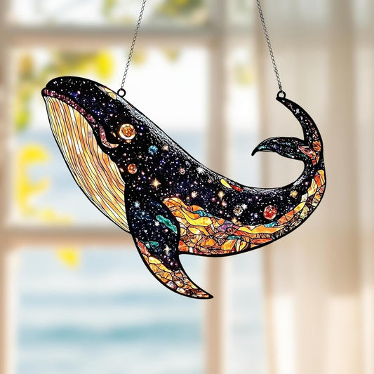 Cosmic Whale Acrylic Suncatcher Stained Glass Effect Boho Window Car Hanging Christmas Ornament