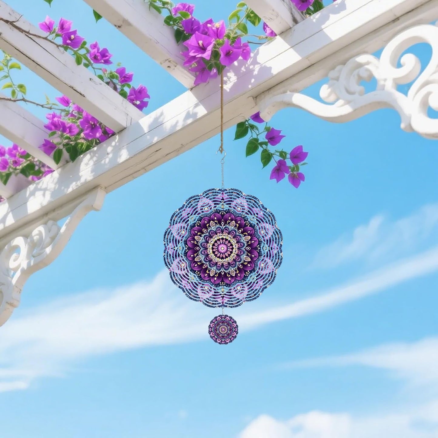 Wind Spinners Outdoor, Retro Kaleidoscope 3D Stainless Steel Wind Sculpture Spinner for Garden Outside Hanging Decor Mother's Day Christmas Birthday Gifts for Women Men Mom Nana 9.8 in