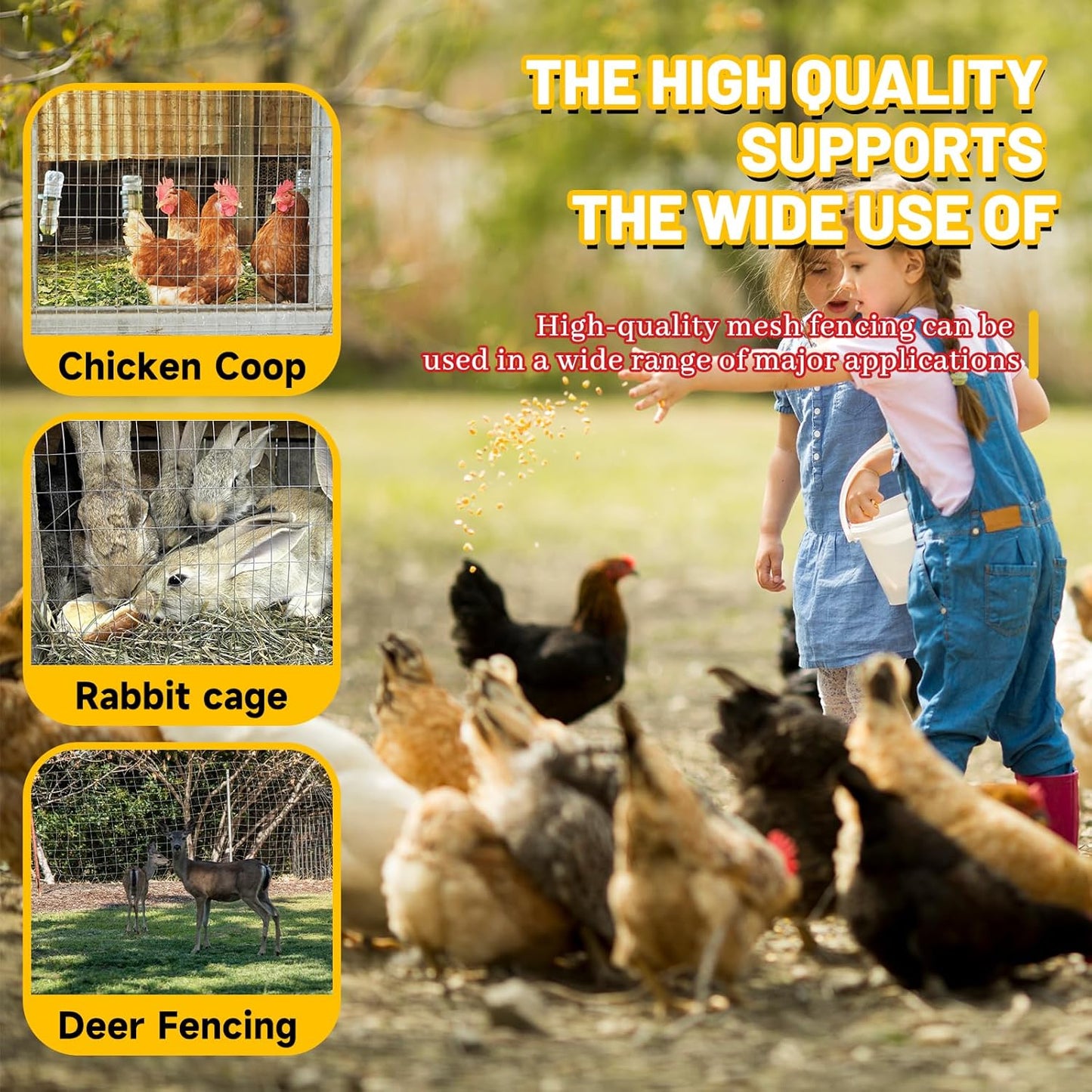 Welded Wire Fence, 5Ft x 50Ft 15Ga Chicken Wire Fencing, Garden Border Fencing Roll Metal Wire Mesh for Yard Vegetable Plant Protection Poultry Netting