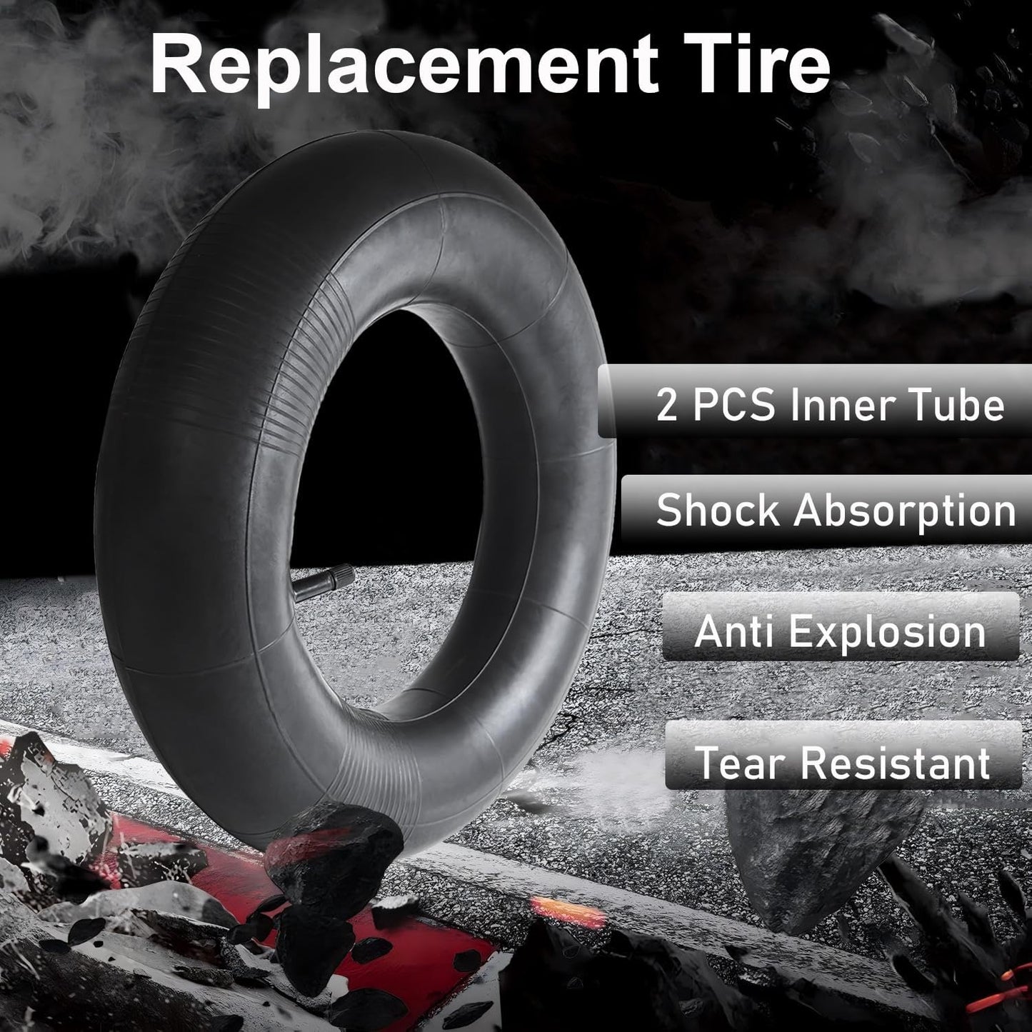 2-Pack 4.80/4.00-8 Inner Tube Heavy Duty Replacement 4.80 x 4.00-8 Inner Tube 4.80-8 4.00-8 480/400-8, Straight Valve, for Wheelbarrows/Hand Trucks/Garden Carts/Lawn Mowers and More
