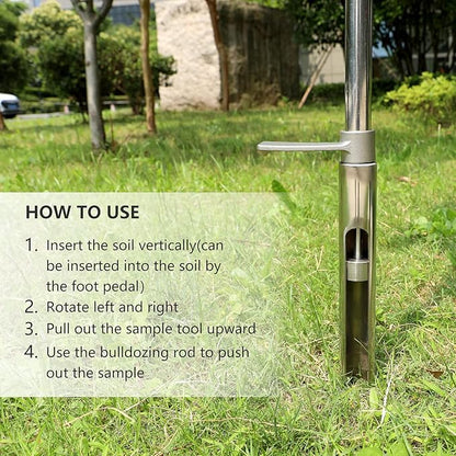 HOMIER 40"(1 Meter) Soil Sampler Probe 304 Stainless Steel with Ejector and Foot Pedal