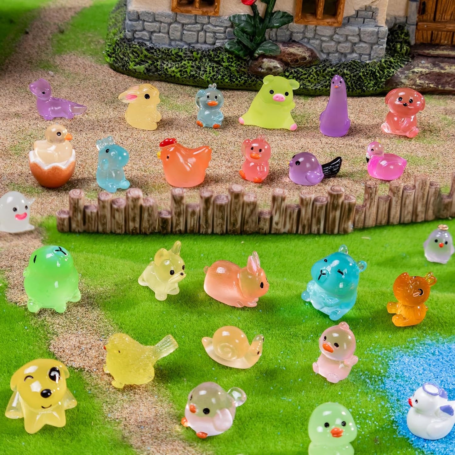 72 Styles Mini Resin Animals 72pcs Variety Tiny Animals Figures Miniature Little Small Figurines Bulk for Micro Fairy Garden Landscape Accessories Hide Decor Aquarium
