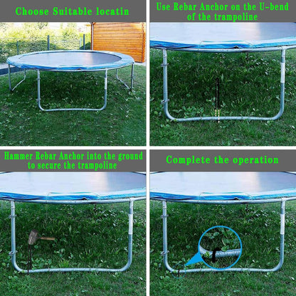 12-Inch Trampoline Wind Stakes, Extra Heavy Duty U Shaped Coated Rebar Stakes Safety Ground Anchors for Huge Garden Decoration (12)
