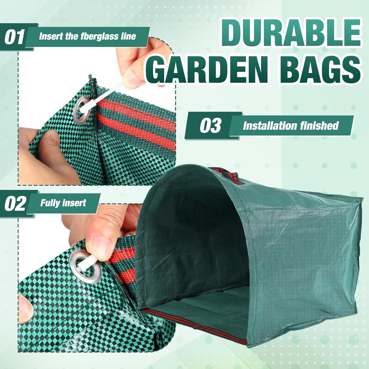 WILLBOND 3 Pcs Yard Waste Bags Large Yard Dustpan Type Garden Bag for Collecting Leaves Reusable Heavy Duty Lawn and Leaf Bag for Parties Laundry, Camping (40, 53, 72 Gallon)