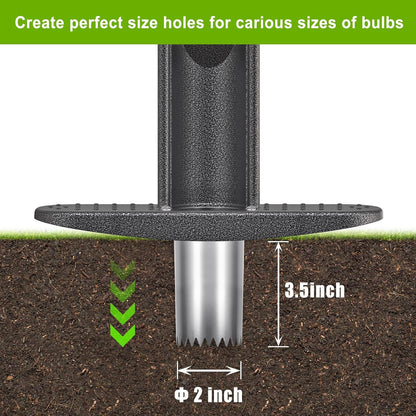 Dolibest Bulb Planter Tool w/Soft Rubber Grip, Grass Plugger Tool w/Stainless Steel Sharp Serrations, pre-Assembled Sod Plugger w/Centre Auto Dump Design for Lawn Planting Bulbs and Grass Repair