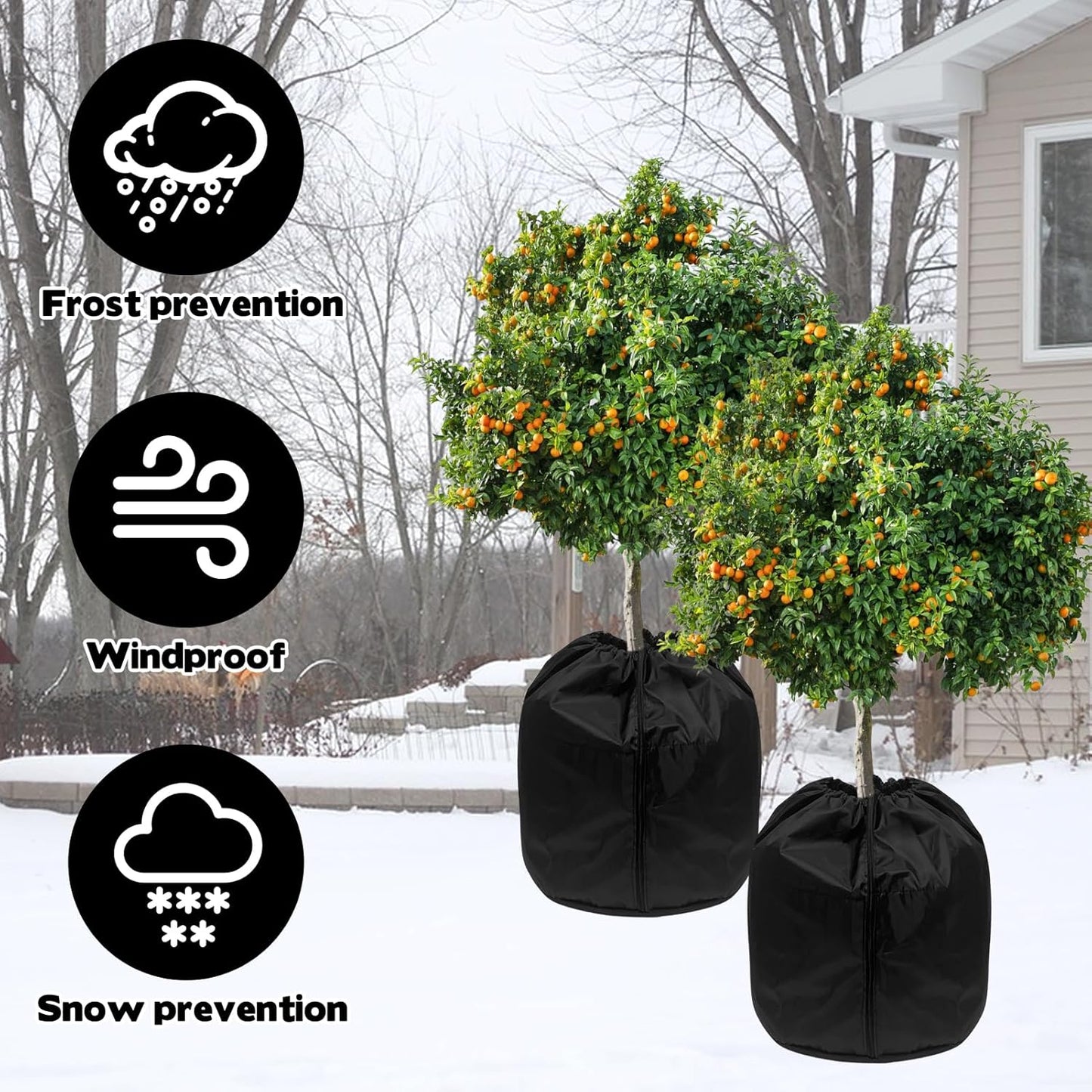 4 Pack Plant Winter Protection Pot with Drawstring and Zipper,17.7" x19.7"Plant Pot Covers,Flower Pot Protection Bag,Plant Covers Freeze Protection for Outdoor Winter Garden Fruit Trees Potted Shrubs