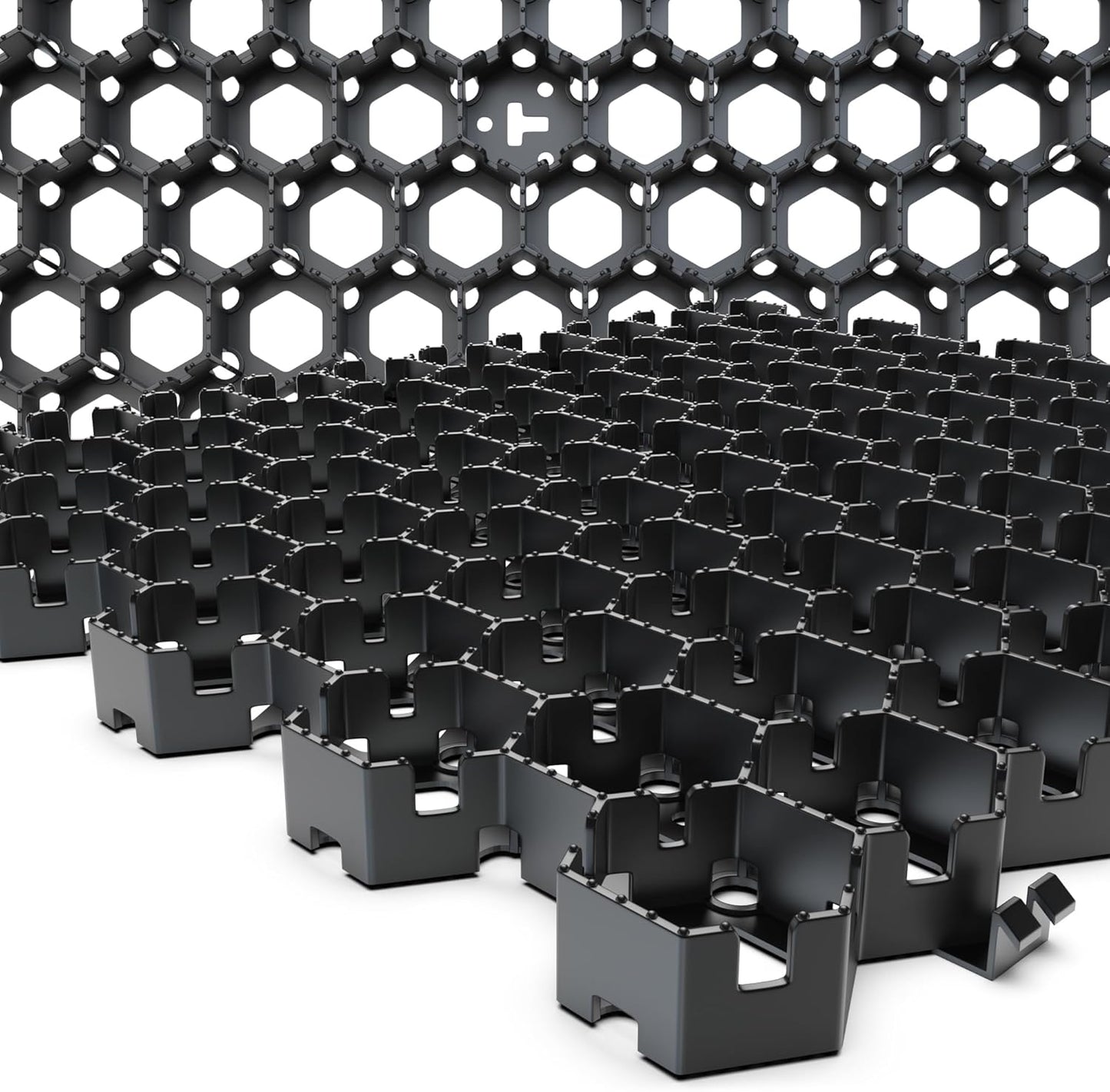 Vodaland Permeable HexPave System - Grass & Gravel Pavers - 100% Recycled PPE Plastic, Handles 27,000 lbs, 1" Depth, 65 s.f / 22 Units