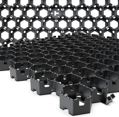 Vodaland Permeable HexPave System - Grass & Gravel Pavers - 100% Recycled PPE Plastic, Handles 27,000 lbs, 1" Depth, 65 s.f / 22 Units