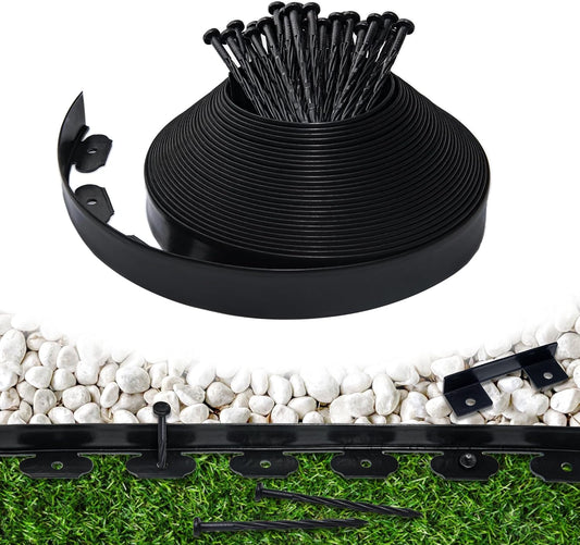 Landscape Edging Border 60 FT 2 Inch Tall with 120 Spikes, Plastic Edging for Landscaping, Garden