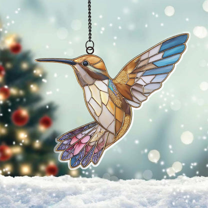 Hummingbird Suncatcher for Windows – Style Hanging Bird Decor, Lightweight Window Ornament, Memorial Gift for Bird Lovers, Mom, Grandma - Christmas Tree Decor (Sun-33)