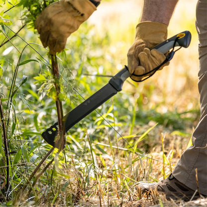 Woodland Tools Super Duty Brush Axe – 9 Inch Curved Blade with Triple Pinned Full Tang, Long Handle, Batoning Spine, and Ballistic Nylon Sheath – Manual Tool for Brush Clearing and Trail Work