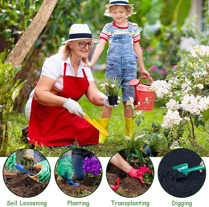 Nicunom 10 Pack Colorful Metal Hand Shovels, Garden Trowel Set Small Gardening Hand Tools for Soil Planting Digging Transplanting, 5 Colors