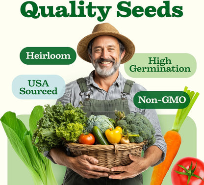 HOME GROWN 70 Variety Vegetable & Herb Seeds – 32,000+ USA Non-GMO Heirloom Survival Seeds –Garden Kit for Spring, Fall, Winter – Indoor & Outdoor Planting – Starter Set for Home Gardeners & Preppers