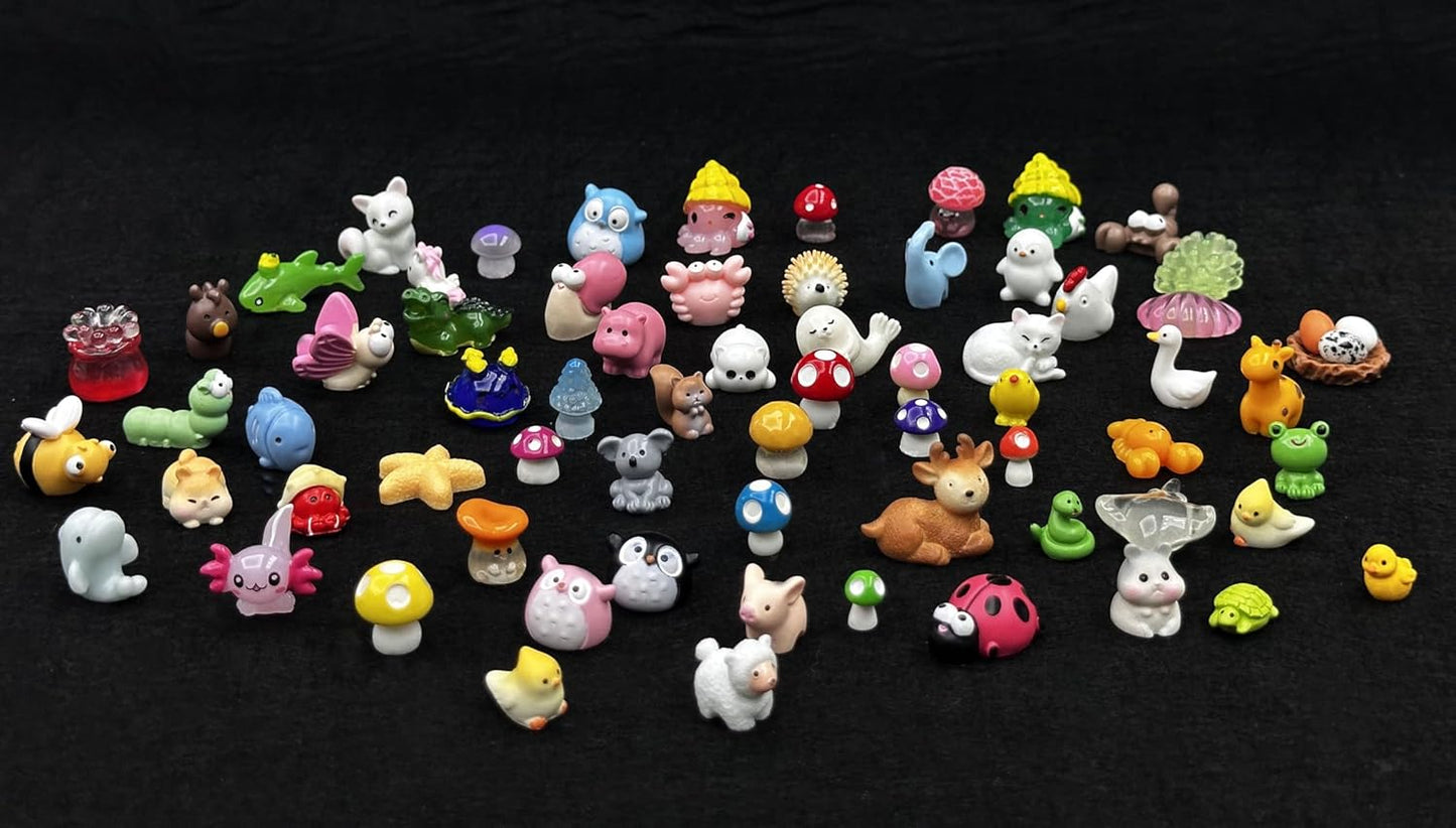 Geiomoo Mini Resin Set, Mixed Miniature Landscape Accessories for Crafts Home DIY Garden Fish Tank Decors (70 Pcs)
