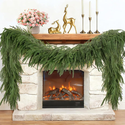 5FT Bendable Christmas Garlands Norfolk Pine Garland Real Touch, Artificial Greenery Garland for