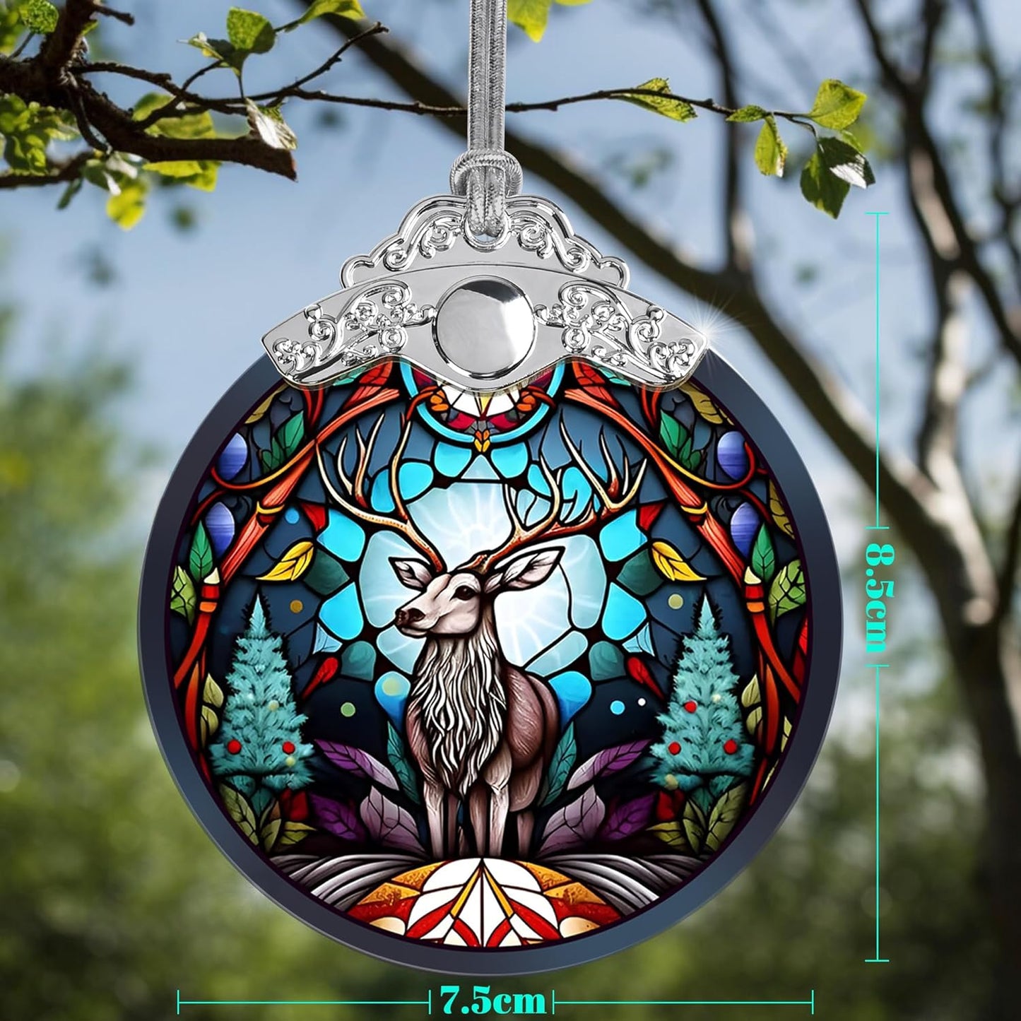 Deer Christmas Ornaments, Deer Decor Christmas, Deer Christmas Tree Decorations, Stained Glass Ornament, Gifts for Deer Lovers, Holiday Decorations and Xmas Gifts Ideas