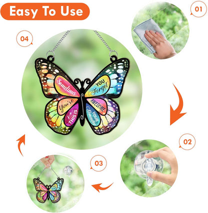 Macorner Acrylic Window Hanging Suncatcher Butterfly Window, Birthay Gifts for Women, Sometimes You Forget Your Awesome Thank You Gifts for Her, for Mom, Grandma, Wife, Friend